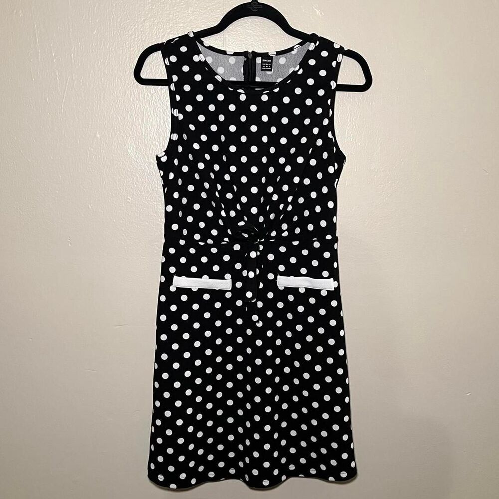 Shein Women's Black and White Polka Dot Dress